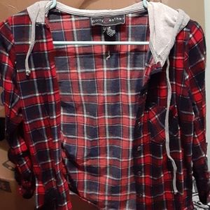 Checkered shirt with grey Hood